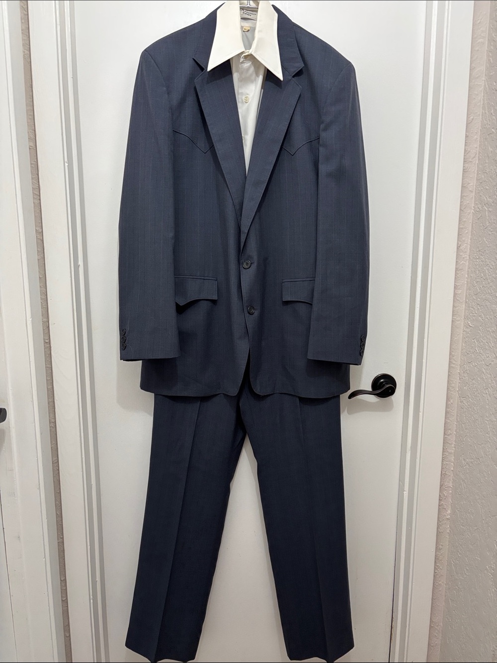 AMAZING Men's Classic Western Navy Two-Piece Suit w/ button down shirt